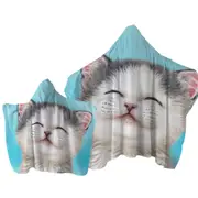 Adorable Smiling Kitten for Kids Towel with Hood