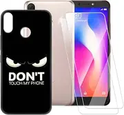 ESACMOT Don't Touch Pattern Case Compatible with ITEL S33 + [2 Pack] Screen Protector Tempered Glass, Shockproof Case Cover for ITEL S33 (6 inch)