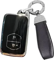 ontto TPU Car Key fob Cover Fit for Toyota 86 Crown Mark X Camry Prius Wish Ractis Avensis Aqua IQ Vitz Land Cruiser Prado for Subaru Key case Shell Holder Bag Keychain Keyring 2 Buttons Black