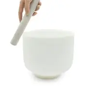 Ennbom Crystal Bowl Singing Bowl with Suede Mallet and Rubber Ring Meditation Wh