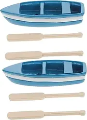 ibasenice Pcs Resin Model Boat and Paddles Set Micro Landscape Decor Simulation Ocean Prop Educational Toy Bright Colors for Boys and Girls