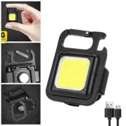 Mini COB Keychain USB Rechargeable Light Flashlight Lamp Bottle Opener Portable
