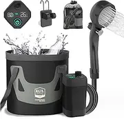 Elil Portable Camping Shower Pump with 5 Gallon Collapsible Bucket - Rechargeable Battery Camp Shower Electric Shower, Portable Shower for Camping