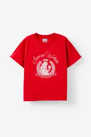 [Cotton On Kids] Cotton On Kids - Snow White Drop Shoulder Short Sleeve Tee - Lcn dis snow white cresct/varsity red 2 LCN DIS SNOW WHITE CRESCT/VARSITY RED
