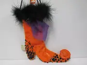 Katherine's Collection Orange Witch's Boot Ornament/Bag Pouch Handmade Brand New