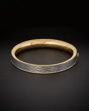 14K Italian Two-Tone Gold Hinged Bangle Bracelet