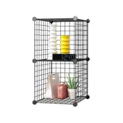 SOGA Black 2-Tier Cube Shelf