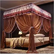 Four Poster Bed Canopy Princess Bed Curtain Canopy for Girls Bed Decoration Luxurious Elegant 3 Openings Mosquito Net for King Size Bed and Large Queen Size Bed(Size:120×200×200cm,Color:A)