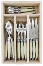 Andre Verdier Debutant Cutlery Set 24 Piece Tableware Silverware Set - Ivory