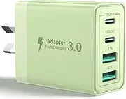 [Aioneus] USB C Charger, 40W USB Wall Charger 4-Port Multi USB Power Adapter with QC3.0 AU Plug, Dual PD USB-C Fast Charging Port Compatible with iPhone 16/15/14/13/12, Samsung, iPad