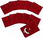 [BOLNEY] Velvet Jewelry Storage Bags Gift Bag,10Pcs Velvet Jewelry Pouches with Snap Button,Velvet Jewelry Pouch Jewelry Gift Bags with Snap Button,Jewelry Pouch Bags Velvet Jewelry Bags with Snap Button,Red