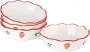 [CHILDIKE] Strawberry ceramic mini pie pan, 6.5-inch, 12oz pie plate, suitable for baking chicken pot pie, milk Egg cakes, fruit pie, Set of 4