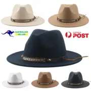 New Cotton Blend Felt Fedora Hat Wide Brim Sunshade Festival Headwear Hats