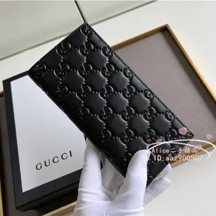 二手正品 GUCCI 古馳  黑色牛皮壓紋GG 男士長夾 錢包 長錢包 卡包 307774 現貨免運