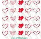 Hearts Valentine Water Slide Nail Decal Salon Quality
