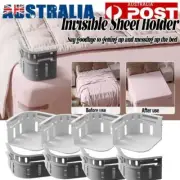 4PCS Corner Bed Sheet Holder with Lock Strips Heavy Duty Bedsheet Clips + Straps