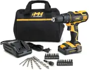 20V Cordless Rotary Hammer Drill Driver with Brill Bits in Carry Tool Bag