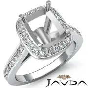 Diamond Engagement Ring 0.70ct Platinum Cushion Shape Semi Mount Halo Pave Set