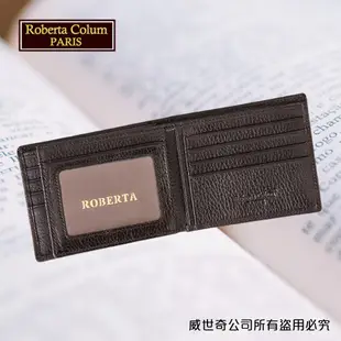 【Roberta Colum諾貝達】男用皮夾 短夾 專櫃皮夾 進口軟牛皮短夾(黑色24006)【威奇包仔通】