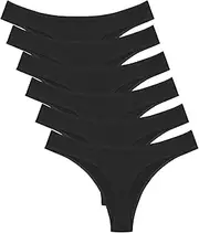 [DRESHOW] 6 Pack Women Underwear Thongs, Ladies Thong, Breathable Comfortable Cotton Panties Undies for Women Bikini Underwear, 6 Pack: Black a, Small
