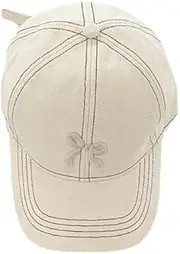 [Obenie] Cute Bow Embroidered Checkered Hat Women's Sunshade Hat Baseball Hat Retro Golf Hat Running Hat Caps Baseball Cap