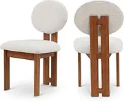 Meridian Furniture 489Cream-C Napa Collection Mid-Century Modern Boucle Fabric Upholstered Dining Chair with Rich Cream Boucle Fabric, Solid Wood, 17.5" W x 20.75" D x 35.75" H, Cream, Set of 2