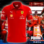 POLO 領 T 恤 F1 2022 SCUDERIA FERRARI 賽車隊男式大碼短袖圖案男式女式情侶套裝