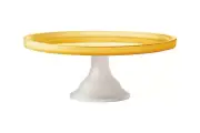 Glass Cake Plate Stand - Frosted Glass Amber Top/White Bottom Pedestal - Perf...