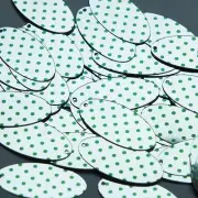 Oval Sequin 1.5" Green Polka Dot on Silver Metallic