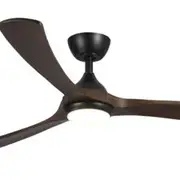 Martec Norfolk 48" 3 Timber Blade Smart Wi-Fi DC Ceiling Fan with Remote Control and 18W Tri-Colour LED - Matt Black / Walnut