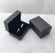 Black Matt Double Ring Bearer Wedding Proposal Engagement Bridal Jewellery Box