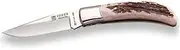 Pocket Knife Joker Pointer NC06 with Stainless Steel Ferrule, Lock, Handle in Deer Horn and MOVA Blade 9 cm, 120 gr, Fishing Tool, Hiking, Camping and Hiking