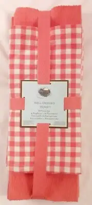 Well Dressed Home 8piece NAPKIN PLACEMAT Set Coral Sunset Orange 100% Cotton NWT