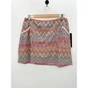 Foray Golf Skirt Women XL NWT Multi Pink Chevron Print Patch Pocket Mini Skort