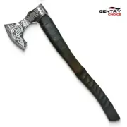 Engraved Viking Axe with Ashwood Handle Sigurd Handmade Carbon Steel Viking Axe