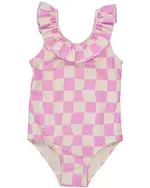 Mini Mango Toddler Girls Swimsuit, White, Size 1