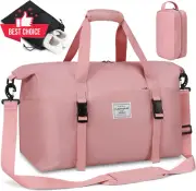 Gym Bag Waterproof Duffle Pink Large Tote Shoe Wet Compartment Travel Overnight