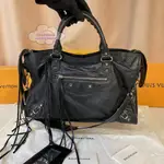 （精品二手）BALENCIAGA巴黎世家 CLASSIC CITY 中號 黑色機車包/單肩包/斜背包/手提包50555