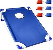 Portable Cornhole Set with 1 Cornhole Game Board and 6 Bean Bags for Yard Toss Game Blue
