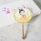 Emboss Chinese-style Handheld Mirror Girls Makeup Mirror Travel Gifts