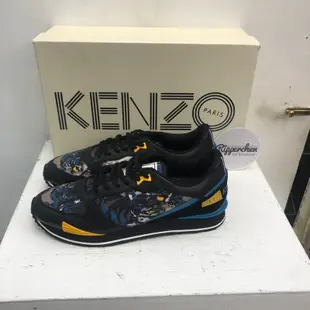 KENZO Paris 黑藍黃配色 滿版 老虎 圖案 休閒鞋 全新正品