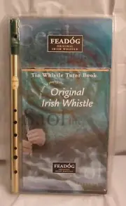Feadog Brass "D" Whistle with Tutor Book Made in Ireland
