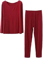 [OFFSUM] Women’S Thermal Underwear Set - Women Lingerie Two Piece Suit Plus Size 6XL Autumn Thin Tops + Pants Casual Loungewear Pajama Fashion Clothing