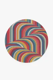 185' Round | Machine Washable Runner Rug | Kid & Pet Friendly | Indoor Rug | Jonathan Adler Waterfall Multicolour Tufted Rug | Ruggable