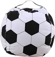 WESIEVYA Stuffable Bean Bag Storage Bag Football Pattern Plush Organizer Soft Storage Bag for Stuffed Animals and