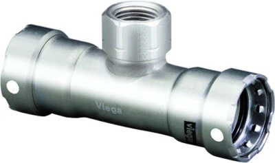 Viega MegaPress 95210 1-1/2" x 1-1/2" x 1" P1 x P2 x FPT Tee 304 Stainless Steel