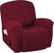 Smarcute Elegant Luxury High Spandex Recliner Cover Modern Stretch Jacquard Furniture Protector, 1 Piece Recliner Cover for Large Leather Recliner, Super Soft Machine Washable, Burgundy Red, Recliner