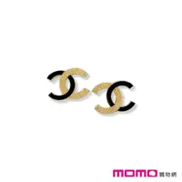在飛比找momo購物網優惠-【CHANEL 香奈兒】針式耳環(經典雙C 雙材質設計 黑金