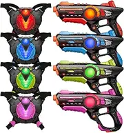 ZIFFY Laser Tag Guns Set of 4 with Vests, Multi-Functional Laser Tag Indoor&Outdoor Family Games, Birthday Gift, Group Activity, Ages 8+(Black)
