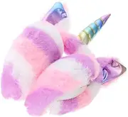 [Ipetboom] 1Pc Unicorn Design Winter Earmuffs Foldable Plush Ear Warmers for Cold Weather Windproof Ear Covers with Unique Style Winter Present for Adults